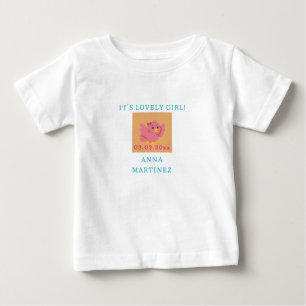 Niedliches Pink Bird Thema Girl Baby Dusche T-shirt