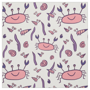 Niedliches Pink Crab Sea Animes Muster Kindermädc Stoff