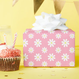 Niedliches Pink Daisies Blumenmuster Geschenkpapier