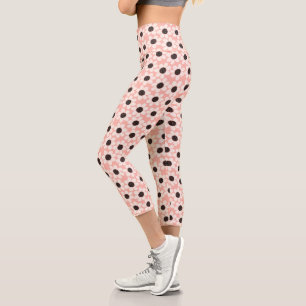 Niedliches Pink Daisy Blume Muster Capri Leggings