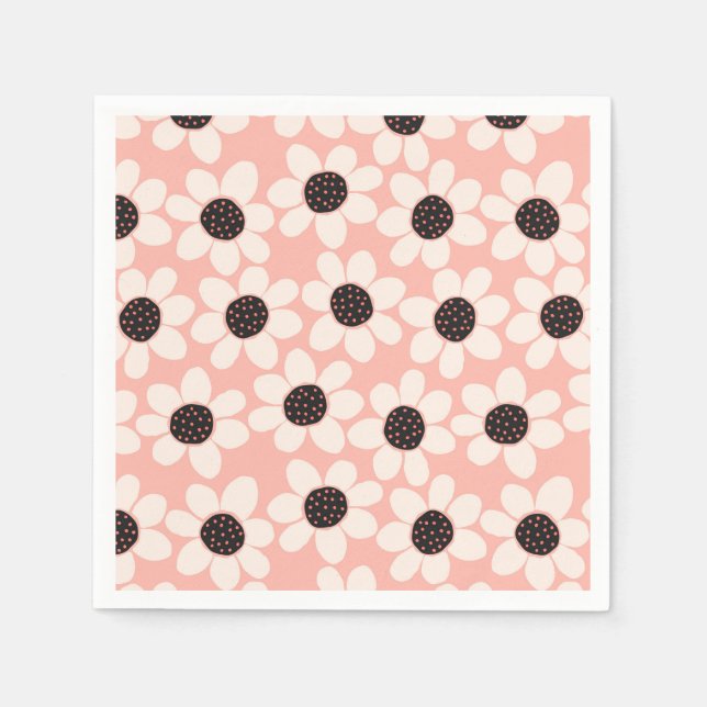 Niedliches Pink Daisy Blume Muster Serviette (Vorderseite)