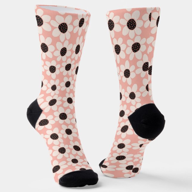 Niedliches Pink Daisy Blume Muster Socken (Gewinkelt)