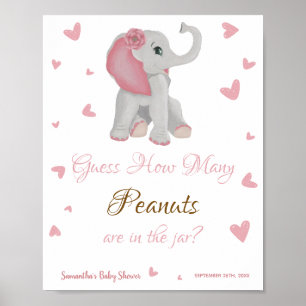 Niedliches Pink Elephant Girl Baby Duschzeichen Poster