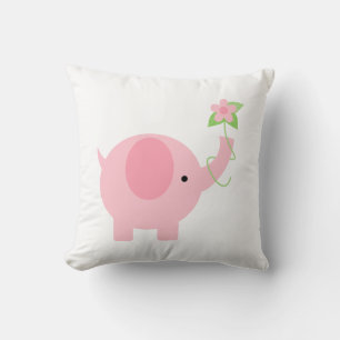 Niedliches Pink Elephant Girl Kinderzimmer Kissen