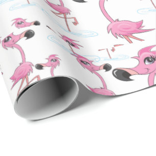 Niedliches Pink Flamingos Weihnachtsmannmütze Wrap Geschenkpapier