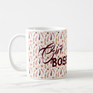 Niedliches Pink Floral Girl Boss Typografie Muster Kaffeetasse
