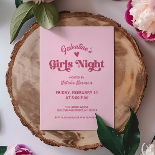 Niedliches Pink Galentine's Girls Night Party Einladung