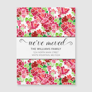 Niedliches Pink Geranium Aquarellfarben Blumenmoor Magnetkarte