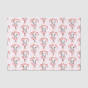 Niedliches Pink & Grau Elephant Ballerina Muster Seidenpapier