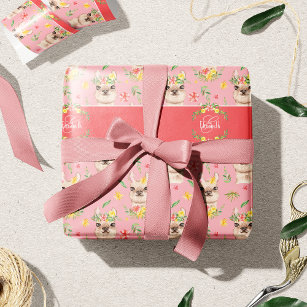 Niedliches Pink Lama Muster für kleine Mädchen Geschenkpapier