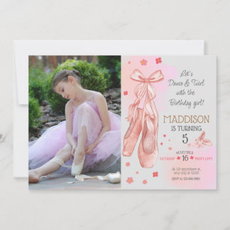 Niedliches Pink-Mädchen Geburtstagsballett Party Einladung