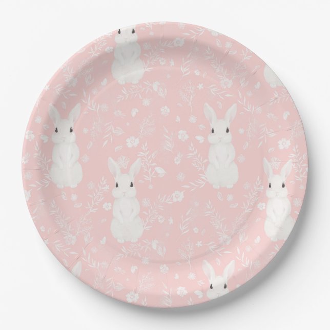 Niedliches Pink-Mädchen Pappteller (Vorderseite)