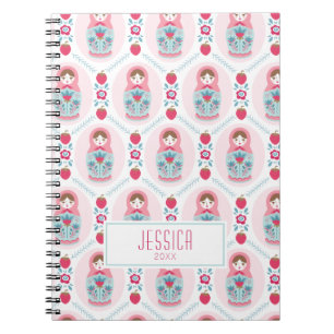 Niedliches Pink Nesting Doll Spiral Foto Notebook Notizblock