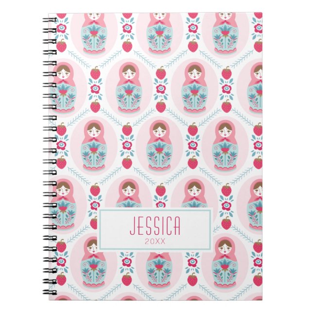 Niedliches Pink Nesting Doll Spiral Foto Notebook Notizblock (Vorderseite)