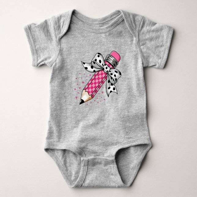 Niedliches Pink Pencil Baby Outfit Baby Strampler (Vorderseite)