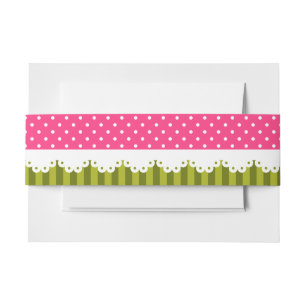 Niedliches Pink Polka Dot Green Stripes Muster Einladungsbanderole