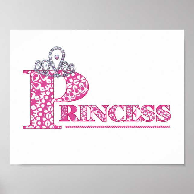 Niedliches Pink Princess Girl's Word Art Poster dr (Vorne)
