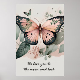 Niedliches Pink-Schmetterling-Poster Poster
