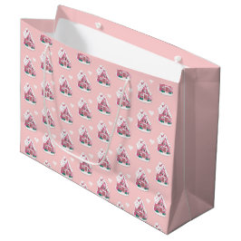 Niedliches Pink Snowy Gingerbrot House Große Geschenktüte