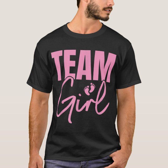 Niedliches Pink Team Girl Gender offenbart Party I T-Shirt (Vorderseite)