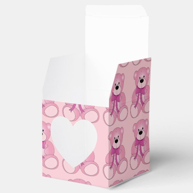 Niedliches Pink Teddy Bär Muster Herz-Gefallen Box Geschenkschachtel (Geöffnet)