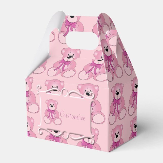 Niedliches Pink Teddy Bear Muster Gable Fevor Box Geschenkschachtel (Vorderseite)
