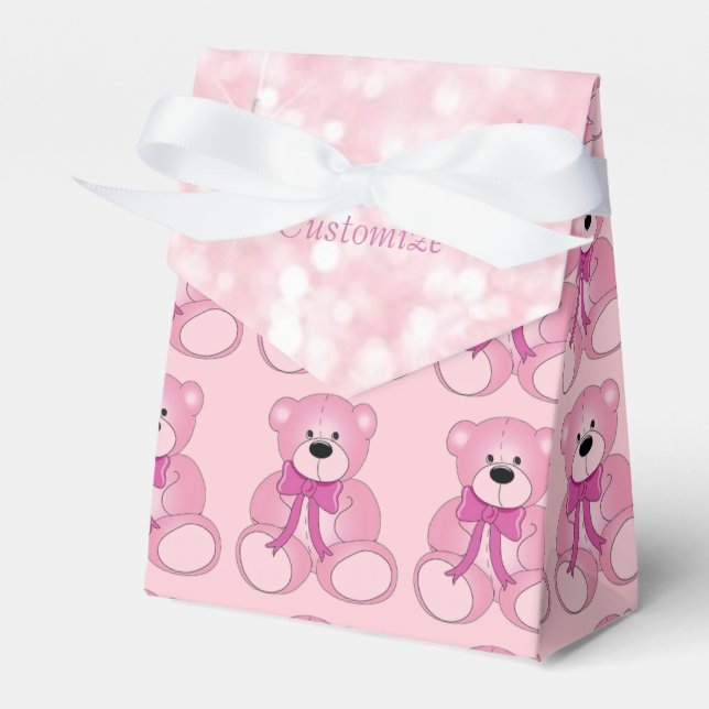 Niedliches Pink Teddy Bear Muster Gefälligkeitsbox Geschenkschachtel (Vorderseite)