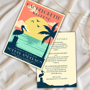 Niedliches PInk Tropical Bachelorette Wochenende P Einladung