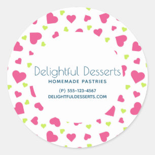 Niedliches Pink und Green Hearts Runder Aufkleber