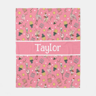 Niedliches Pink Weihnachts Flamingo und Ananas Mus Fleecedecke