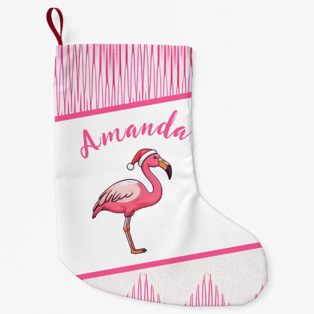 Niedliches Pink & White Flamingo Weihnachten Kleiner Weihnachtsstrumpf (Vorderseite)