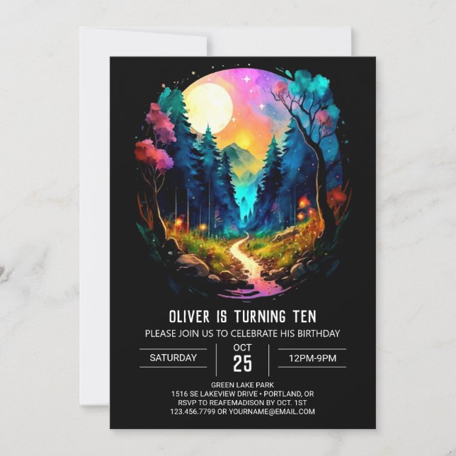 Niedliches Pinselholz zum Geburtstag des Waldes Einladung (Vorderseite)