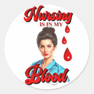Niedliches Pinup_ Nahrung in meinem Blut Runder Aufkleber
