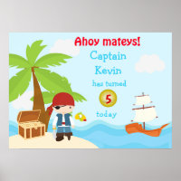 Niedliches Pirate Boy Geburtstagsparty Poster