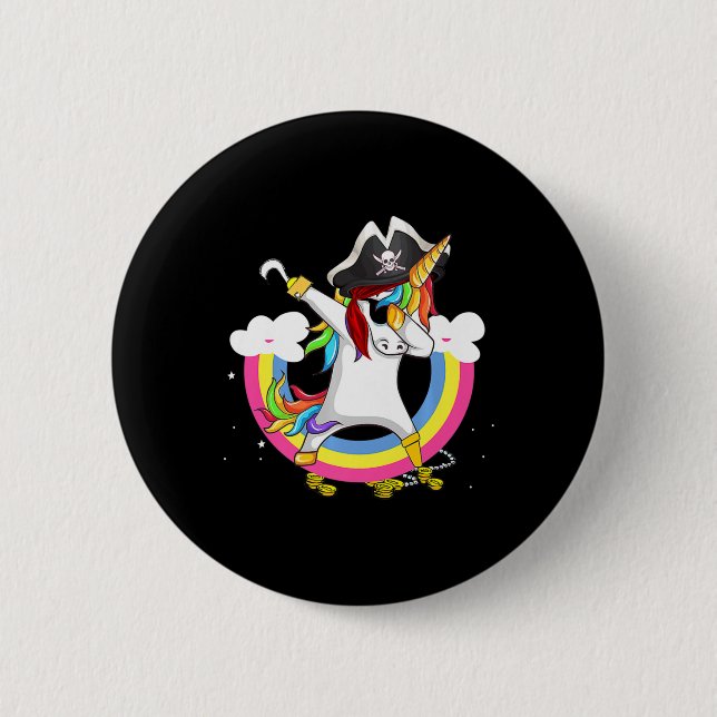 Niedliches Pirate Magical Unicorn Fun Phantastisch Button (Vorderseite)