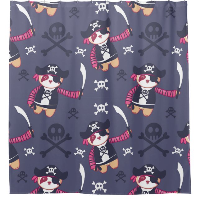 Niedliches Pirate Panda Bear Pattern Duschvorhang (Vorderseite)