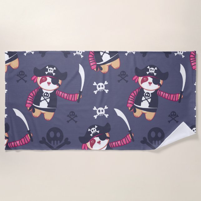 Niedliches Pirate Panda Bear Pattern Strandtuch (Vorderseite)