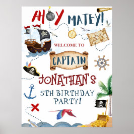 Niedliches Pirate Party Willkommen Poster