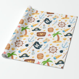 Niedliches Pirate Themed Nautic Pattern  Geschenkpapier