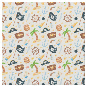 Niedliches Pirate Themed Nautic Pattern  Stoff