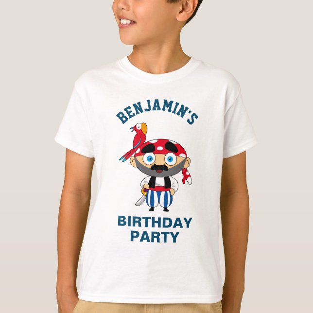 Niedliches Piraten-Kindergeburtstag-Party T-Shirt (Vorderseite)
