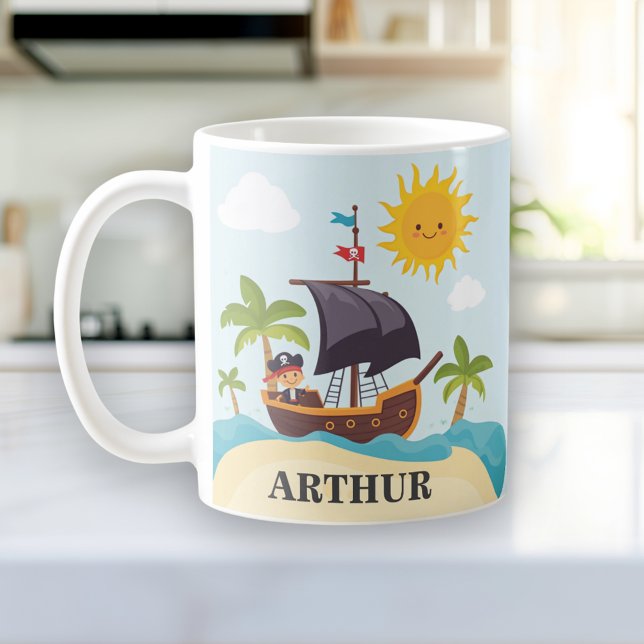 Niedliches Piratenschiff für Kinder - personalisie Kaffeetasse (Von Creator hochgeladen)