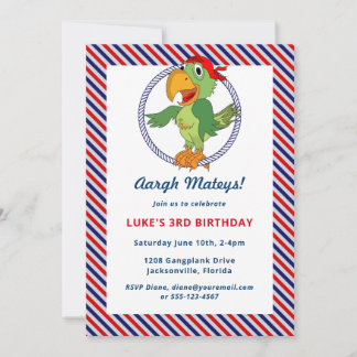 Niedliches Piratenthema Geburtstagsparty Einladung