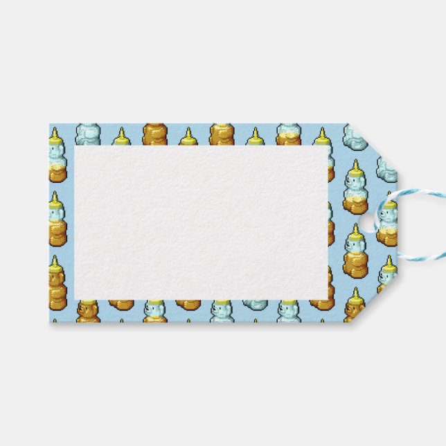 Niedliches Pixel Art Honey Bärenmuster Muster Geschenkanhänger (Vorderseite (Horizontal))