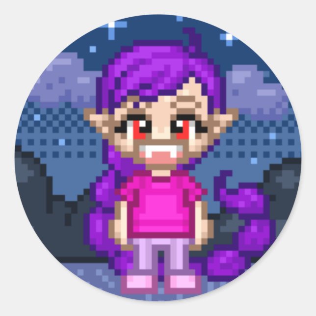 Niedliches Pixel Dunkelfeuer Runder Aufkleber (Vorderseite)