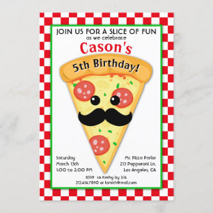 Niedliches Pizza-Party Kindergeburt Einladung