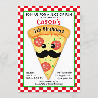 Niedliches Pizza-Party Kindergeburt Einladung