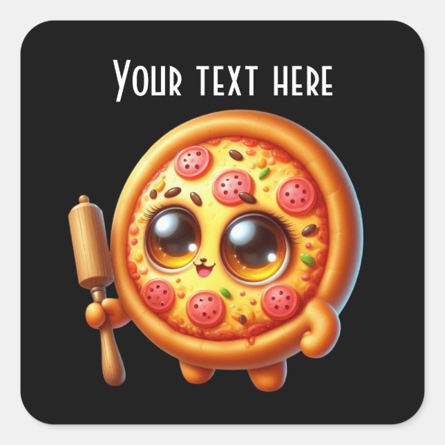 Niedliches Pizza-Party Quadratischer Aufkleber (Vorderseite)
