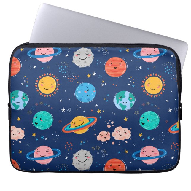 Niedliches Planetenmuster Laptopschutzhülle (Vorderseite)