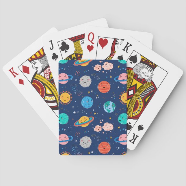 Niedliches Planetenmuster Spielkarten (Rückseite)